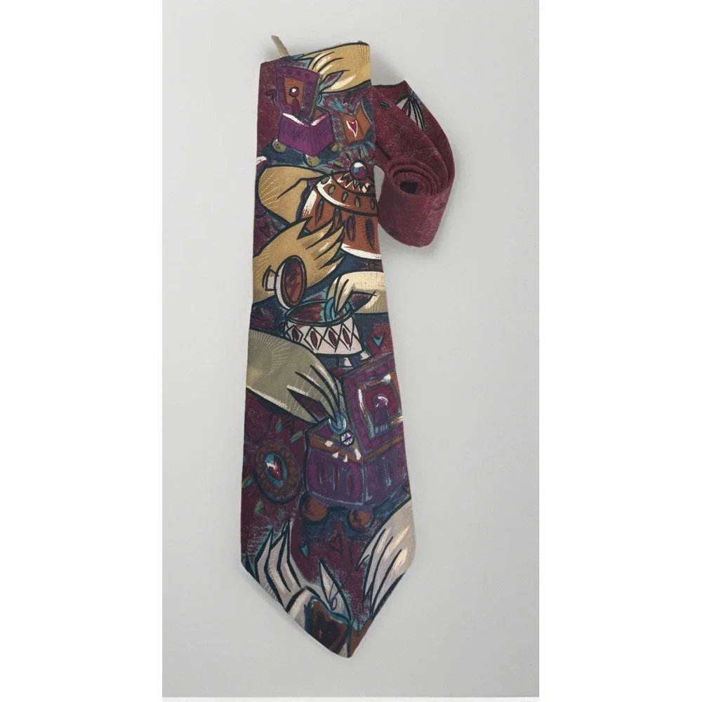 VTG The Beatles Abstract Pattern 100% Silk Tie Made In USA Hide Your Love Away